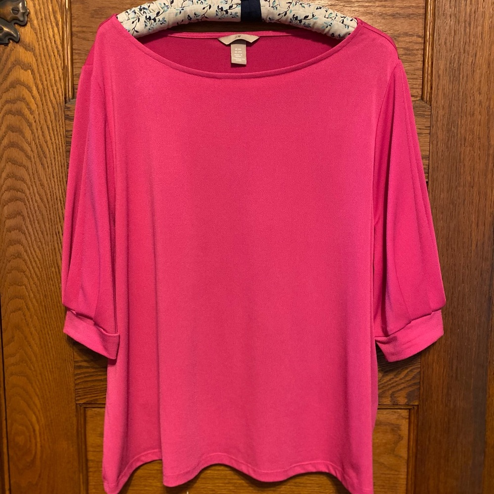 NWOT H&M Hot Pink Blouse with Sleeve Detail.
